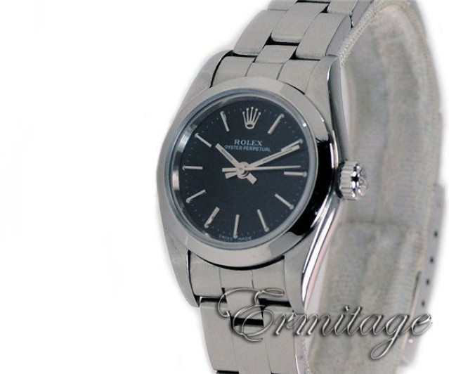 Rolex 76080 Steel on Oyster Black with Silver Index